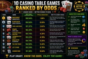 Top 10 Casino Table Games Ranked by Odds & Strategy