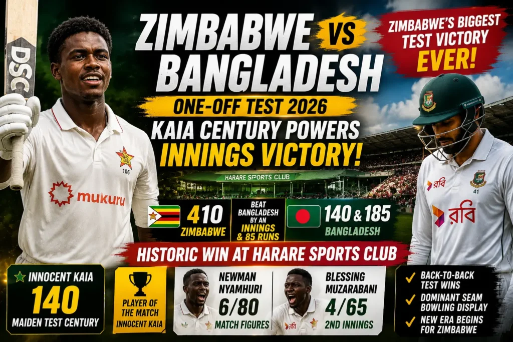 Zimbabwe vs Bangladesh One-Off Test 2026